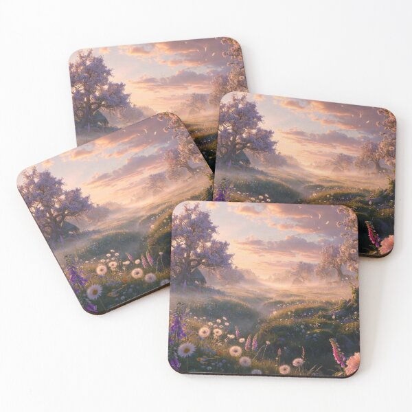 Item preview, Golden Hour Misty Meadow | Dreamy Wildflower Fantasy Landscape designed and sold by Joammiyon.
