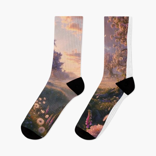 Item preview, Golden Hour Misty Meadow | Dreamy Wildflower Fantasy Landscape designed and sold by Joammiyon.