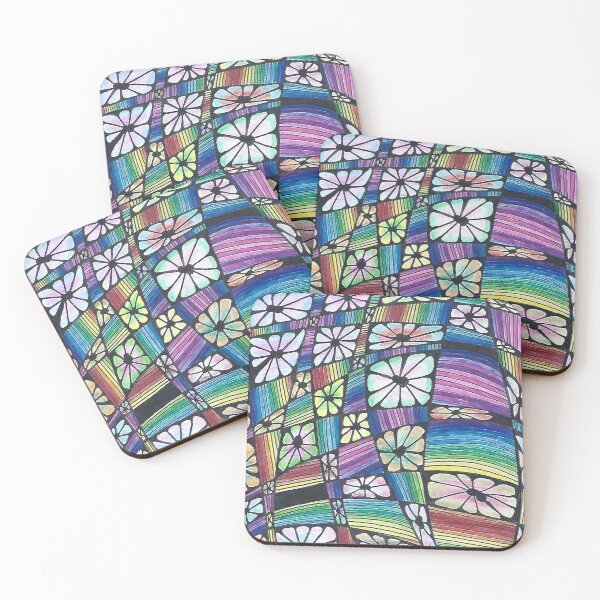 Item preview, Lucy II - Hand Drawn Rainbow Coloured Floral Pattern designed and sold by AJPrettyObscene.