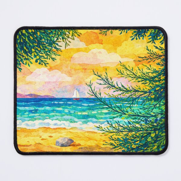 Item preview, Warm breeze on a tropical Beach framed by lush vegetation, Mixed Media Digital Collage designed and sold by SWSandraWechner.
