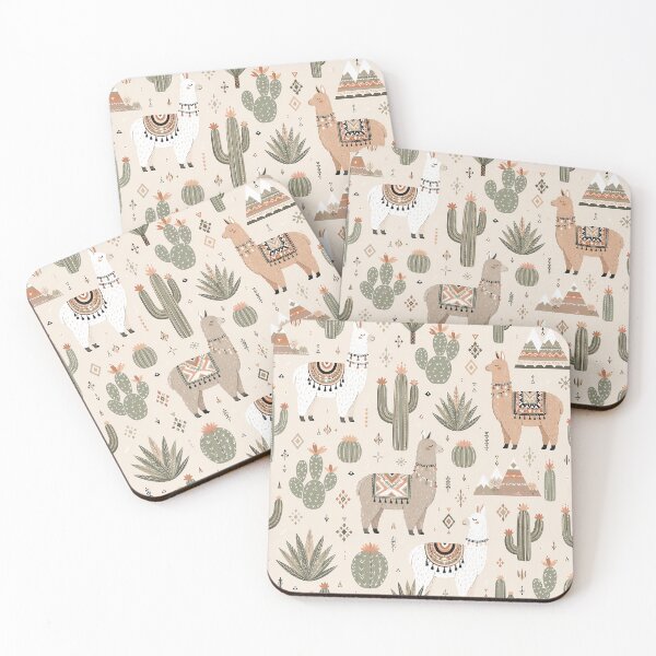 Item preview, Boho desert pattern with llamas and cacti designed and sold by Imprearte.