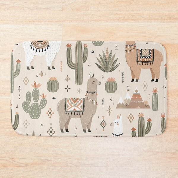 Item preview, Boho desert pattern with llamas and cacti designed and sold by Imprearte.