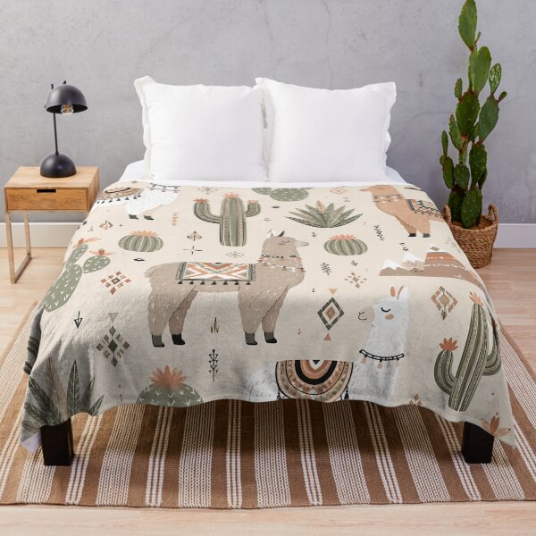 Item preview, Boho desert pattern with llamas and cacti designed and sold by Imprearte.