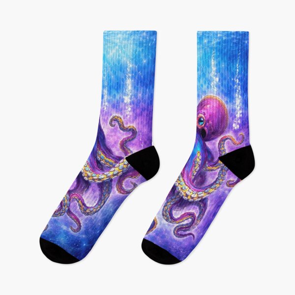 Item preview, Glowing Octopus Art – Cosmic Neon Deep Sea Design designed and sold by artistwill.