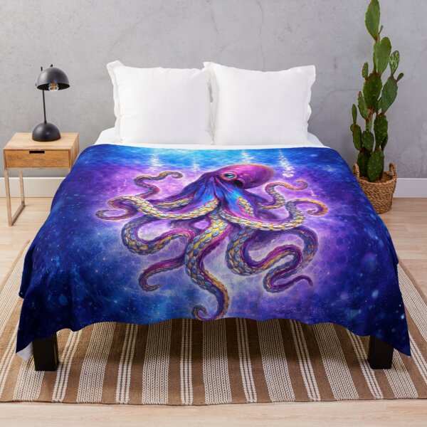Item preview, Glowing Octopus Art – Cosmic Neon Deep Sea Design designed and sold by artistwill.