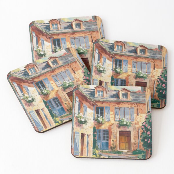 Item preview, Sunlit French Village Courtyard | Charming Stone Houses. Art By Carraann  designed and sold by CARRAANN.