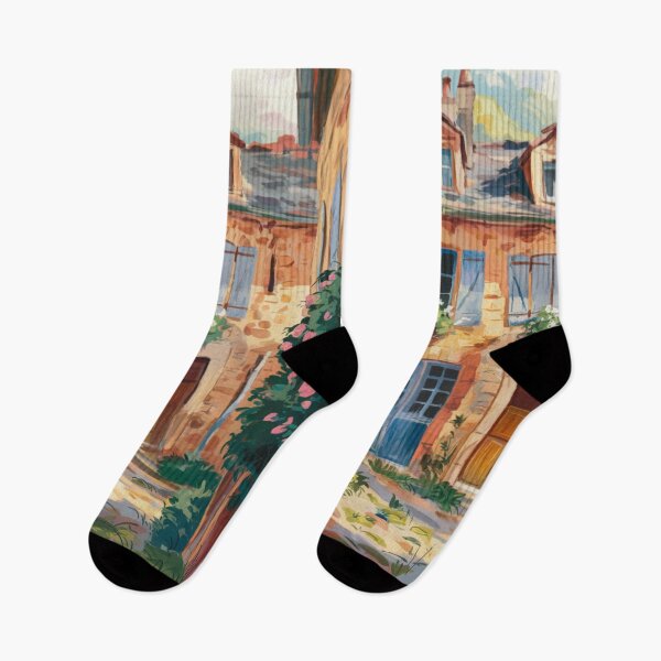 Item preview, Sunlit French Village Courtyard | Charming Stone Houses. Art By Carraann  designed and sold by CARRAANN.