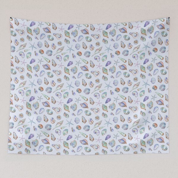 Item preview, Seashells on Ocean-Blue Background designed and sold by Flowersforbear.