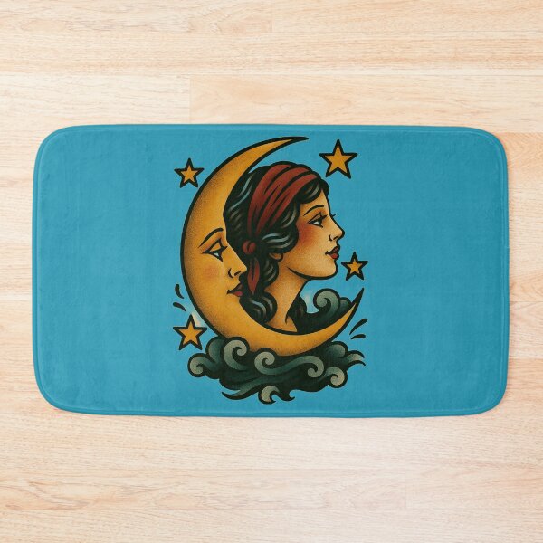 Item preview, Beauty and the Crescent Moon Traditional American Tattoo Flash designed and sold by SeeSquaredDesign.
