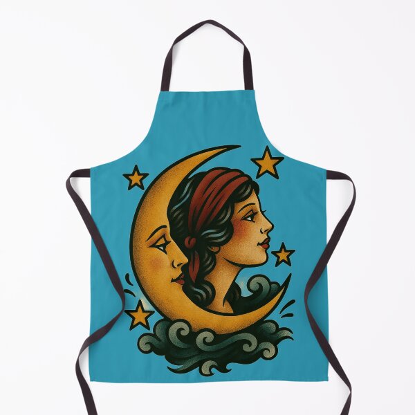 Item preview, Beauty and the Crescent Moon Traditional American Tattoo Flash designed and sold by SeeSquaredDesign.