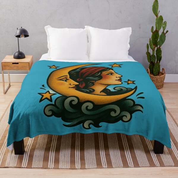 Item preview, Beauty and the Crescent Moon Traditional American Tattoo Flash designed and sold by SeeSquaredDesign.