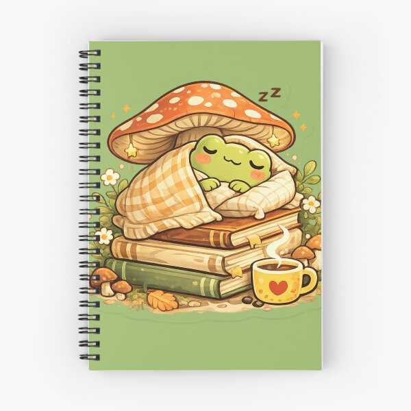 Item preview, Sleeping Frog Sticker - Cute Cozy Mushroom Frog designed and sold by FluffiPopo.