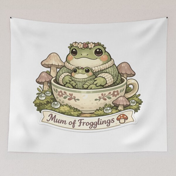 Item preview, Frog Mama and Baby Cottagecore designed and sold by Ora-kuro.