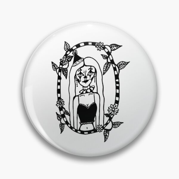 Item preview, Greyscale Gothic Circus Clown Girl Leaf And Checkered designed and sold by KayTurtless.