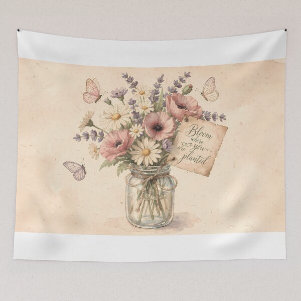 Item preview, Retro Floral Arrangements Celebrating Growth Resilience Nature designed and sold by ART ATTACK ZONE.
