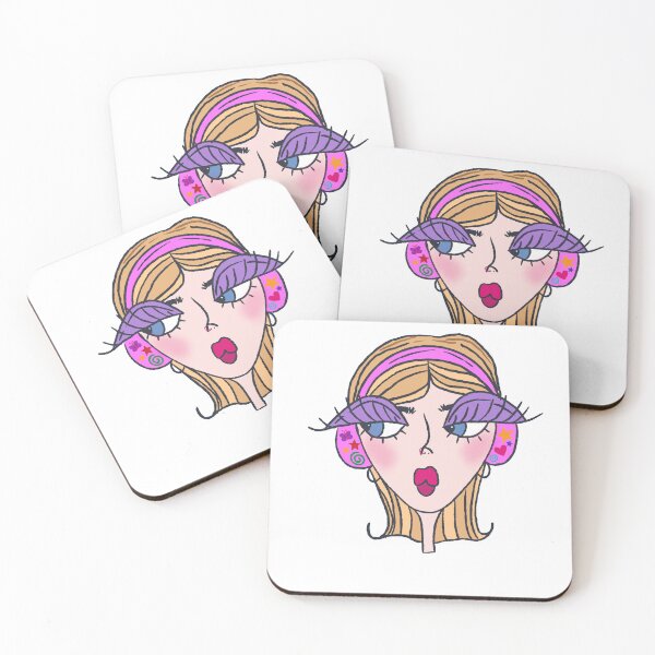 Item preview, Y2K Pop Girl Illustration with Headphones and Bold Makeup designed and sold by CeeGee’s Stickers.
