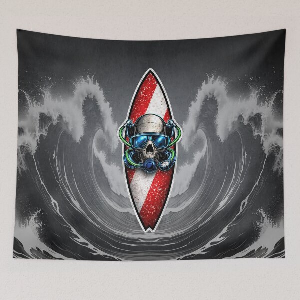 Item preview, Skull Diver Surfboard – Scuba Diving Flag Ocean Design designed and sold by artistwill.