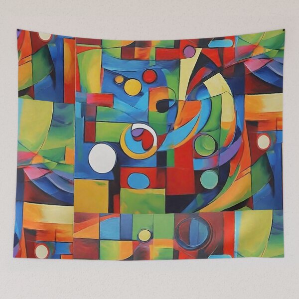 Item preview, Colorful Abstract Painting Geometric Shapes Modern Art Non-objective Canvas Textured Paint  designed and sold by CattlettArt.