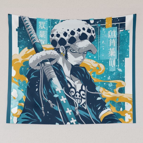 Item preview,  Trafalgar Blue Yellow Halftone Poster  designed and sold by AnimeArsenalPrints.