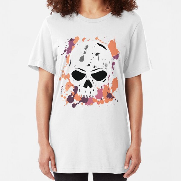 Vibrant Paint Splattered Skull Slim Fit T-Shirt