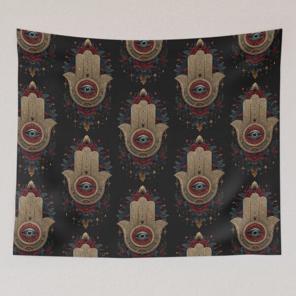 Item preview, Crimson Floral Hamsa: Sacred Protection Totem designed and sold by SepboiStudioMerch.
