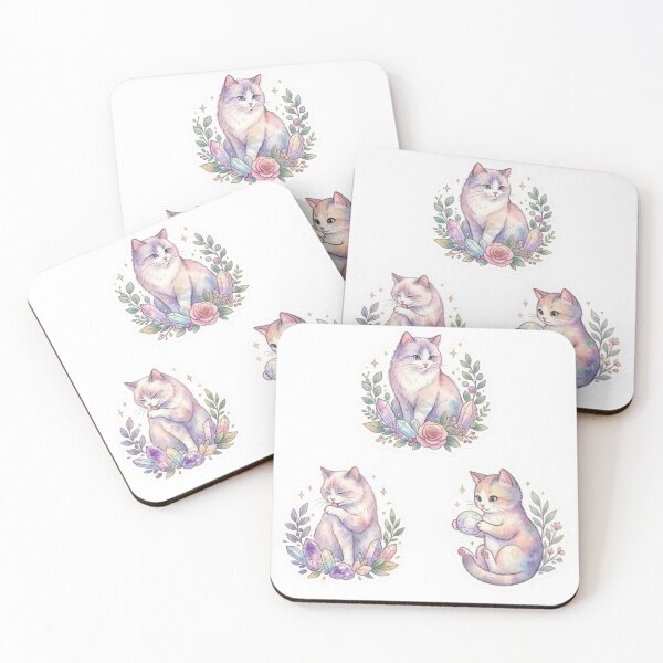 Item preview, Mystical Kawaii Cat Sticker Pack Vol.2 - Crystals & Fluffy Kittens designed and sold by LaniDigitalNook.