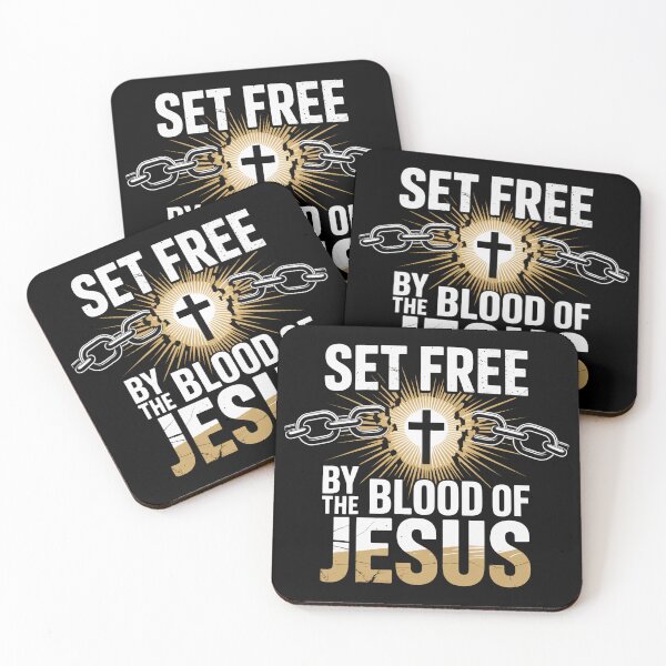 Item preview, Set Free By The Blood Of Jesus Christian Design | Broken Chains Cross Faith designed and sold by EvolusionPro.