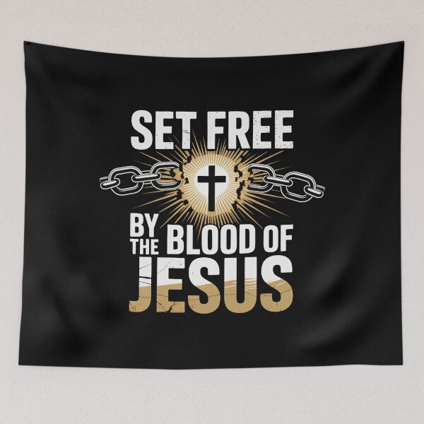 Item preview, Set Free By The Blood Of Jesus Christian Design | Broken Chains Cross Faith designed and sold by EvolusionPro.