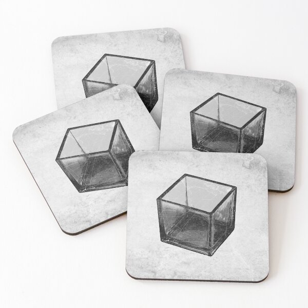 Item preview, The Cube Dark Minimalist Geometric Black and White Abstract Art designed and sold by Ghoul Enterprises.