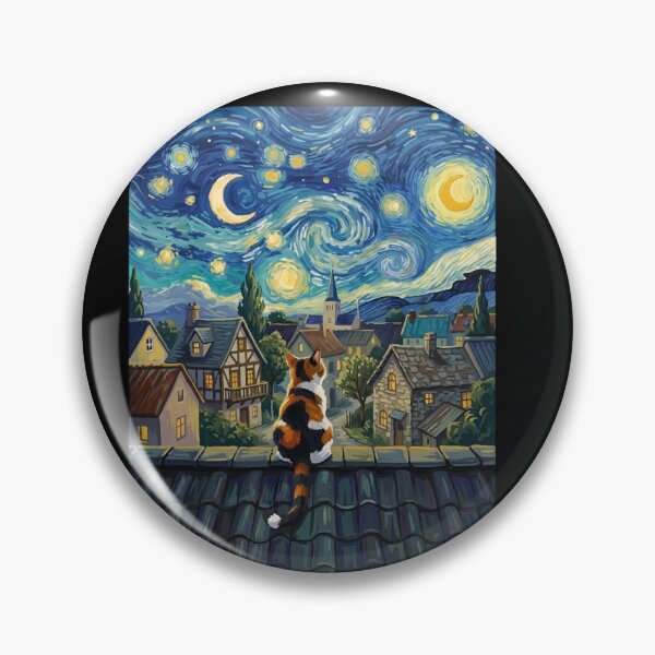 Artikelvorschau, Starry Night Village Cat Van Gogh Art entworfen und verkauft von BoyleDesignShop.