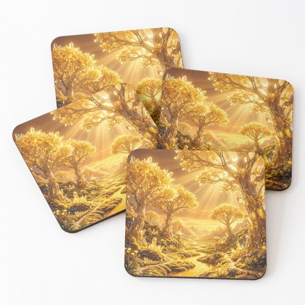 Item preview, Solar Citrine Forest - Golden Liquid Luxury Neo-Biophilia Wall Ar designed and sold by lord-of-skins.