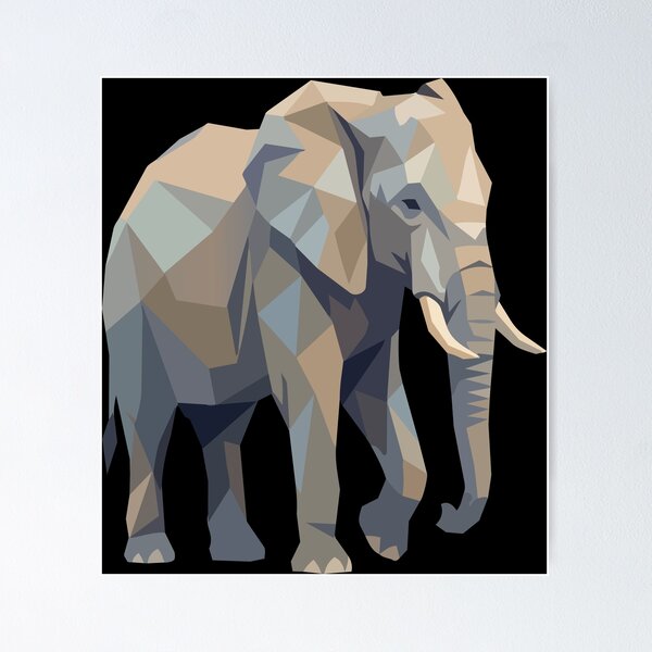 Aperçu de l'œuvre Geometric Elephant Low Poly Safari Wildlife Art créée et vendue par BoyleDesignShop.