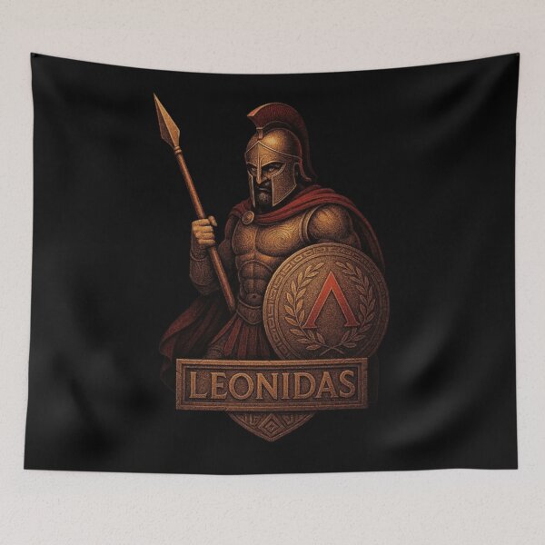 Item preview, Leonidas Spartan Warrior Design, King Leonidas Shirt, Ancient Greece 300 Sparta, Spartan Helmet Shield Spear, Greek Warrior Battle Art, Hoplite Legend Graphic designed and sold by Typologystudios.