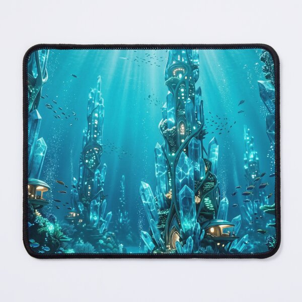 Item preview, Aquamarine Serenity - Bioluminescent Crystal Underwater Art designed and sold by lord-of-skins.