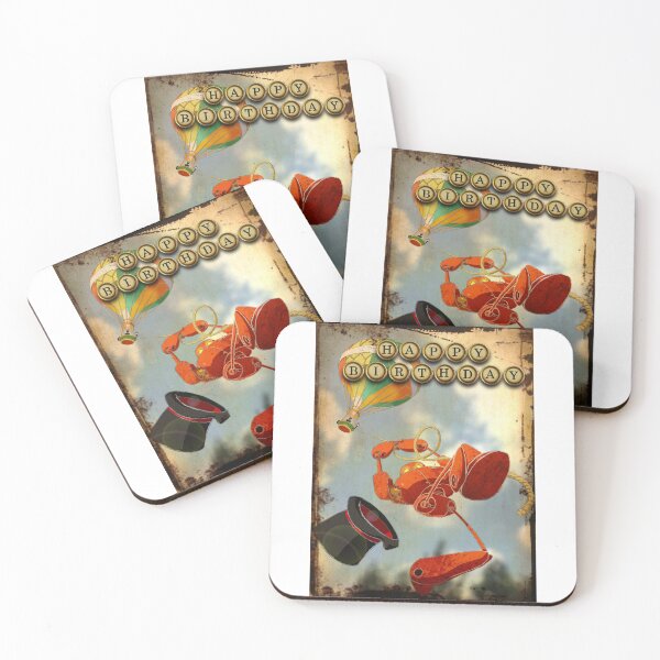 Item preview, Steampunk Robot Hot Air Balloon Adventure Birthday Card designed and sold by CapnDred.
