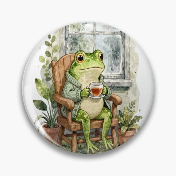 Item preview, Cottagecore Frog Portrait — Teacup & Cardigan Art designed and sold by sooperstore.