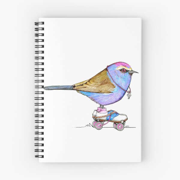 Item preview, White Browed Tit Warbler on Vintage Roller Skates designed and sold by JimsBirds.