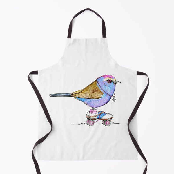 Item preview, White Browed Tit Warbler on Vintage Roller Skates designed and sold by JimsBirds.