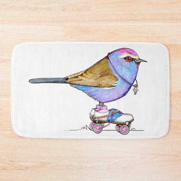 Item preview, White Browed Tit Warbler on Vintage Roller Skates designed and sold by JimsBirds.