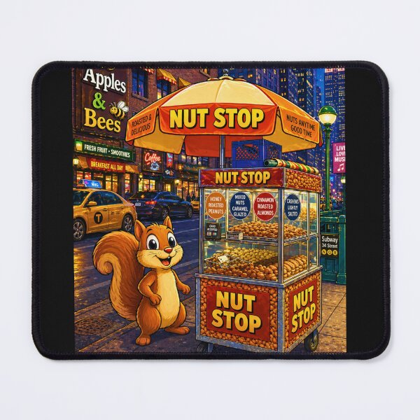 Item preview, Nut Stop New York Squirrel T-Shirt – Funny Street Cart Cartoon Design designed and sold by AnimalMarvels.