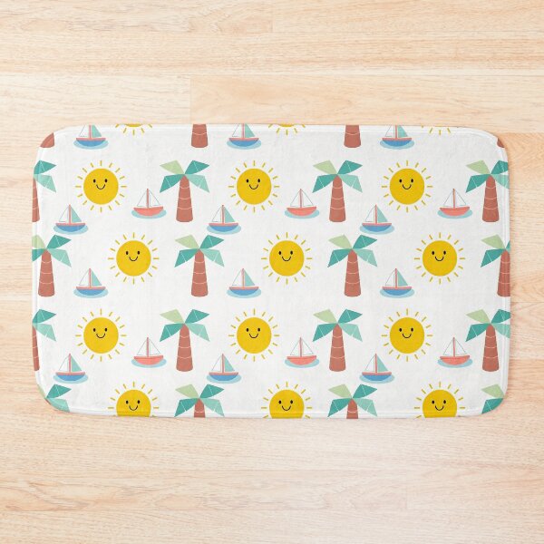 Item preview, Tropical Summer Beach Day Pattern - Cute Sun Palm Tree & Sailboat Design designed and sold by A1DesignMinimal.