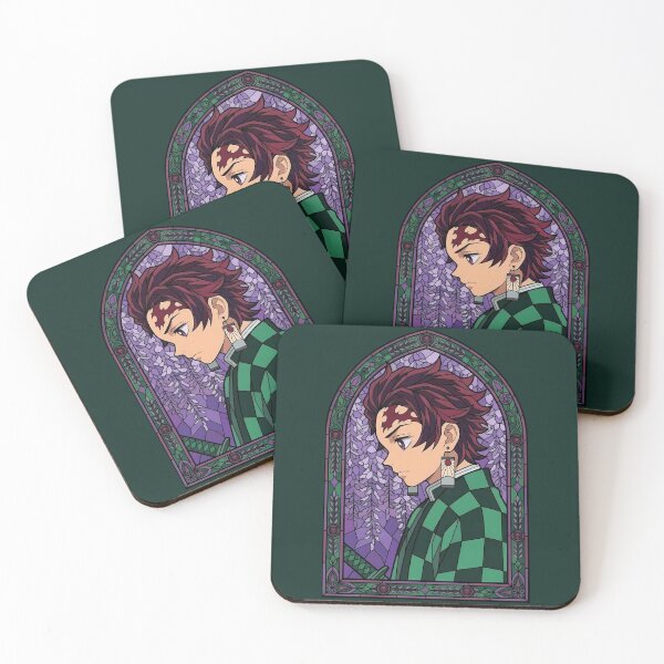 Item preview, Tanjiro Kamado Demon Slayer Wisteria Stained Glass Portrait designed and sold by mildaclairmo.