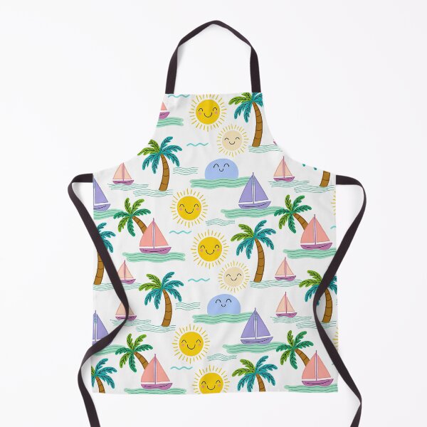 Item preview, Cute Tropical Summer Beach Pattern - Kawaii Sun, Sailboat & Palm Tree Kids Design designed and sold by A1DesignMinimal.