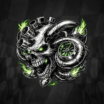 Artwork thumbnail, Turbo Skull Engine – Boosted Racing Performance Design by artistwill