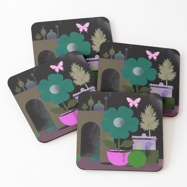 Item preview, Neon Emerald Night: The Green Flower and Pink Sanctuary designed and sold by joycrysstudio.