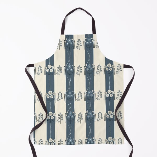 Item preview, Navy Blue Scandinavian Folk Stripe Floral Pattern designed and sold by A1DesignMinimal.