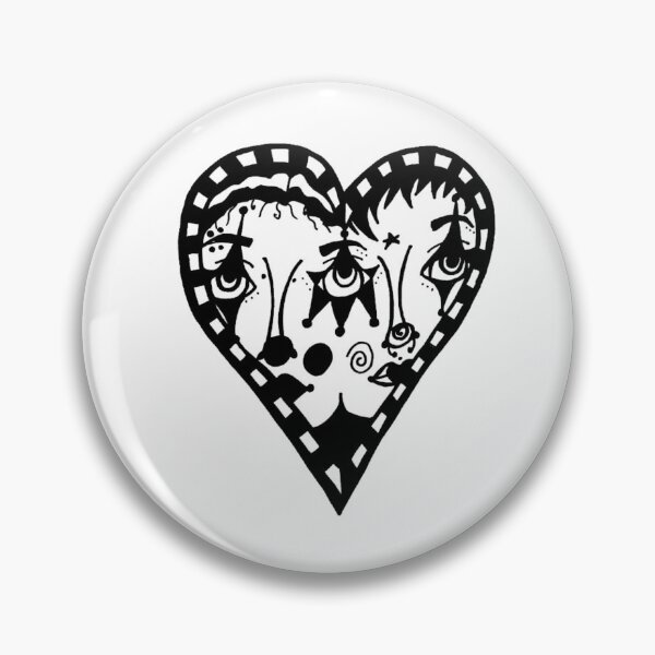 Item preview, 2 Carnival Circus Clowns Heart Greyscale designed and sold by KayTurtless.