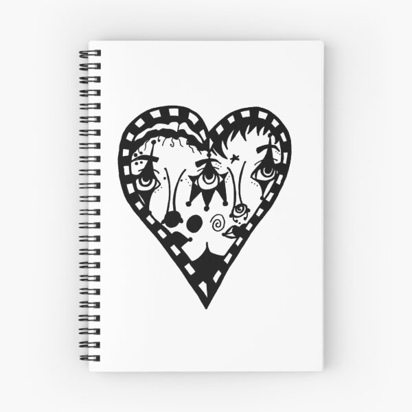 Item preview, 2 Carnival Circus Clowns Heart Greyscale designed and sold by KayTurtless.