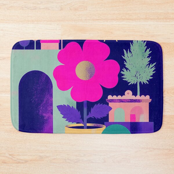 Item preview, Neon Bloom in the Deep Blue Garden: Pink and Yellow Magic designed and sold by joycrysstudio.
