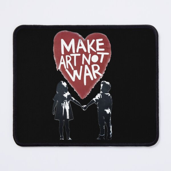 Item preview, Meaningful Heart "MAKE ART NOT WAR" with Boy and Girl Holding Hands designed and sold by Soulprint Art.